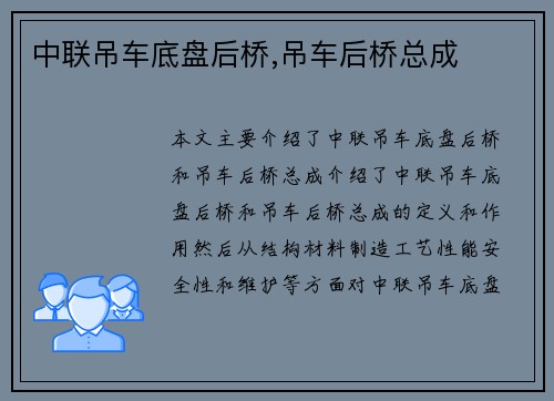 中联吊车底盘后桥,吊车后桥总成